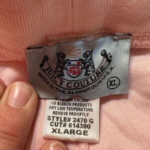 Juicy Couture XL Baby Pink terry cloth track pants Y2K Era with bling